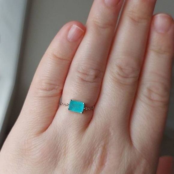 925?Silver Tourmaline Chain Ring - Picture 2 of 6